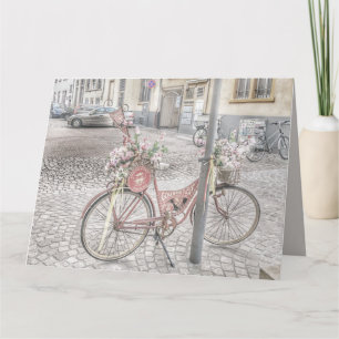 Fietsen met bloemen kaart