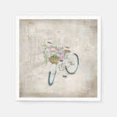  fietsen met rozen mand servetten (Voorkant)