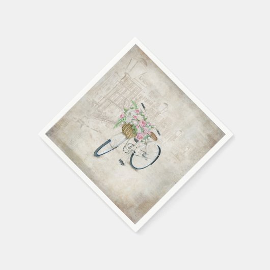  fietsen met rozen mand servetten (Hoek)