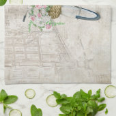 fietsen met rozen mand theedoek (Gevouwen)