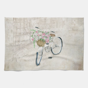  fietsen met rozen mand theedoek