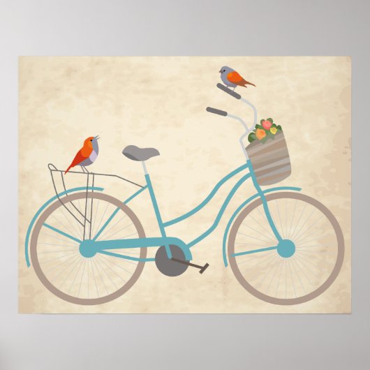 Fietsen met vogels poster (Voorkant)