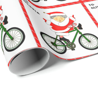 Fietsen mevrouw Claus Kerstmis Cadeaupapier