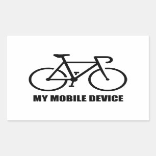 Fietsen, mijn mobiele apparaat rechthoekige sticker
