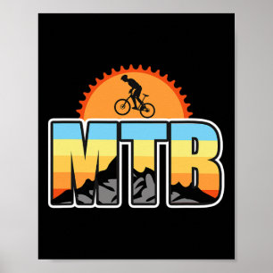 Fietsen Mtb Berg Zonsondergang Kruk Heren Poster