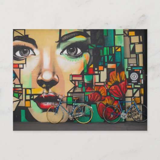 Fietsen op graffiti briefkaart (Voorkant)