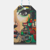 Fietsen op graffiti cadeaulabel (Achterkant)