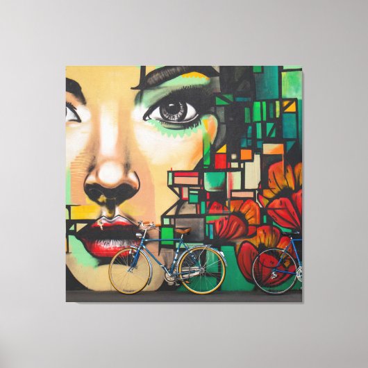 Fietsen op graffiti canvas afdruk (Voorkant)