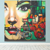 Fietsen op graffiti canvas afdruk (Insitu (Houten vloer))