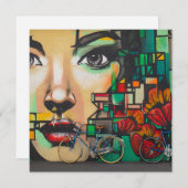 Fietsen op graffiti feestdagenkaart (Voorkant / Achterkant)