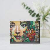 Fietsen op graffiti feestdagenkaart (Staand voorkant)