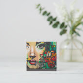 Fietsen op graffiti vierkante visitekaartje (Staand voorkant)