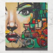 Fietsen op graffiti wijn etiket (Enkel label)