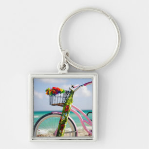 Fietsen op het strand Miami, Florida Sleutelhanger