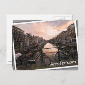 Fietsen op zonsondergang in Amsterdam Briefkaart (Voorkant / Achterkant)