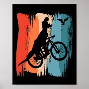 Fietsen T-rex Dinosaur Mountainbiken Dino Rijden Poster