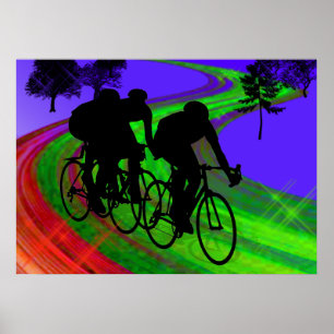 Fietsen Trio op Ribbon Road Poster