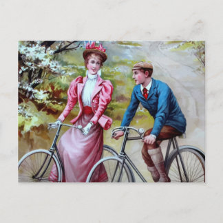 Fietsend Koppel Ansichtkaart Briefkaart