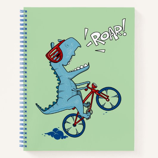 Fietsende T-Rex Brul Notitieboek (Voorkant)