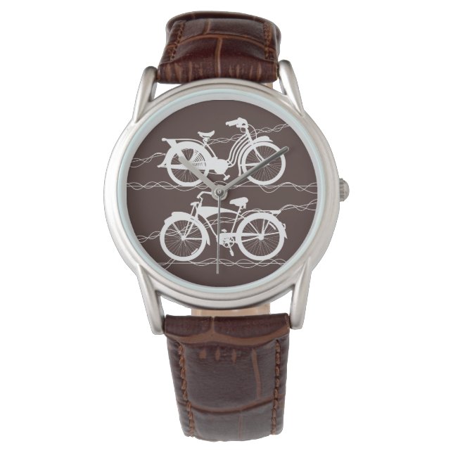Fietsenfiets, wit horloge (Voorkant)