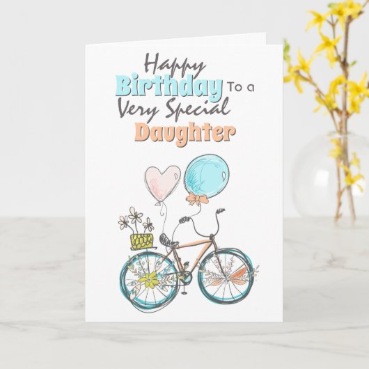 Fietsenmand whimsical-ballon kaart (Gele Bloem)