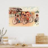 Fietsenras 1895 chromolithograaf poster (Keuken)