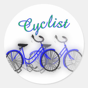 Fietser (1950) Waterverf tekening Ontwerp Ronde Sticker