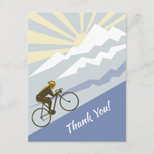 Fietser die bergop fietst Bedankt Briefkaart
