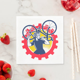 Fietser Draagt Fiets Fietsmonteur Versnelling Servet