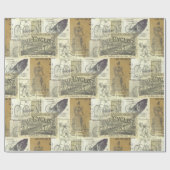  fietser en fietsadvertentiecollage cadeaupapier (Vlak)