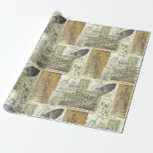  fietser en fietsadvertentiecollage cadeaupapier (Uitgerold)