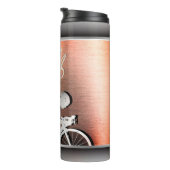 Fietser - Geborsteld staal imitatie - Silver&Pink Thermosbeker (Geroteerd rechts)