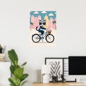 Fietser Kat op een fiets Poster (Thuiskantoor)