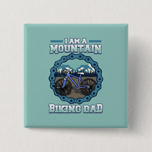 Fietser Pa Mountain Biker Vaderdag Vierkante Button 5,1 Cm