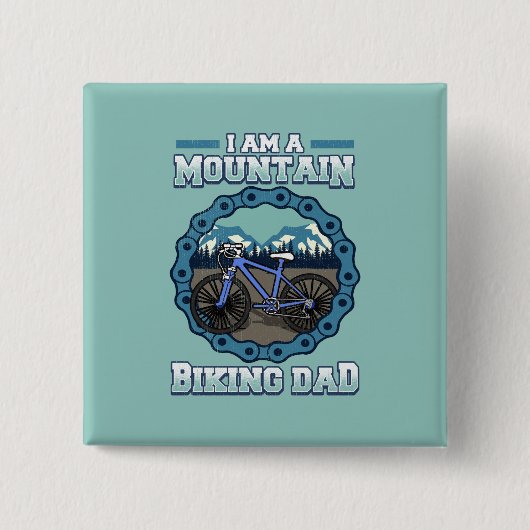 Fietser Pa Mountain Biker Vaderdag Vierkante Button 5,1 Cm (Voorkant)