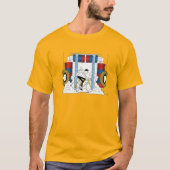 Fietser rijden door auto wassen Cartoon T-shirt (Voorkant)