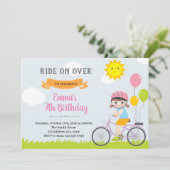 Fietsfeest meisje uitnodiging (Staand voorkant)