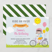 Fietsfeest meisje uitnodiging (Voorkant / Achterkant)