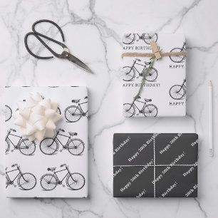 Fietsfiets Zwart Wit Personaliseren Inpakpapier Vel