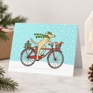 Fietshond en eekhoorn Whimsical Gelukkig Feest Feestdagen Kaart