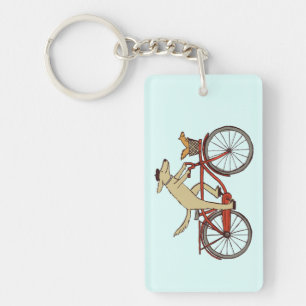 Fietshond met Eekhoorn Vriend   Fun Animal Art Sleutelhanger