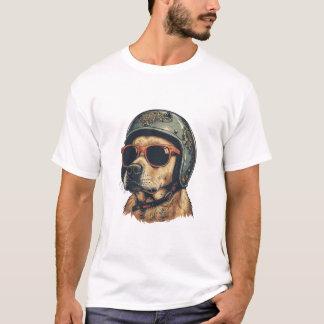  fietshond met helm en zonnebril t-shirt