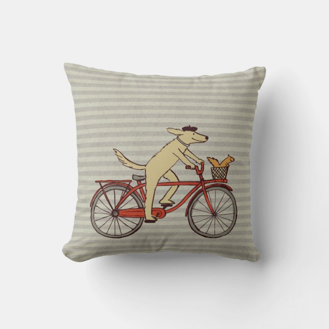 Fietshond met Squirrel Friend - Fun Animal Art Kussen (Voorkant)