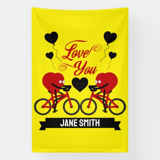 Fietskoppel Romantisch Cadeau Spandoek (Verticaal)