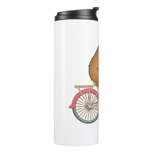 Fietsluiaard - een Schattigee luiaard rijden op ee Thermosbeker (Gedraaid links)