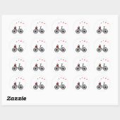 Fietsmand vol harten ronde Stickers (Vel)