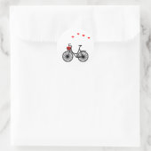 Fietsmand vol harten ronde Stickers (Tas)