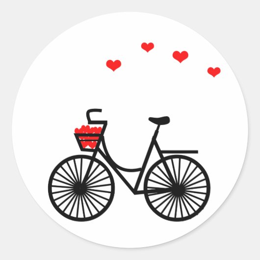Fietsmand vol harten ronde Stickers (Voorkant)