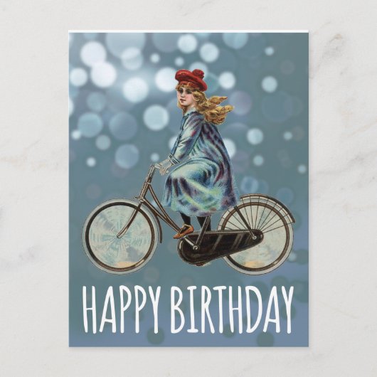  fietsmeisje - Birthday Briefkaart (Voorkant)
