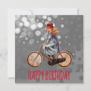 fietsmeisje - Birthday Kaart